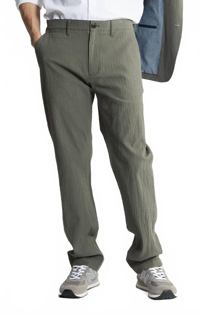 NEW JACHS NEW YORK seersucker chino pants in olive